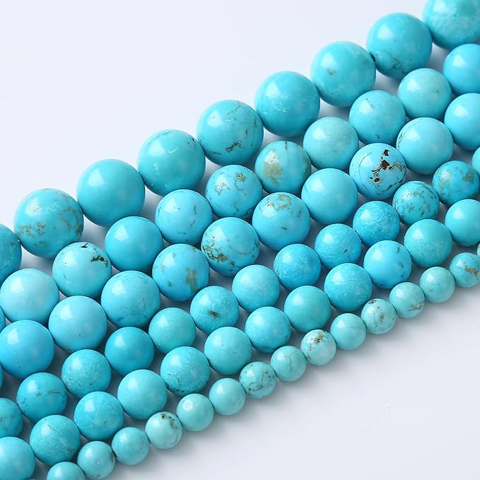 6mm 60pcs A+ Natural Blue Turquoise Beads Round Spacer Loose Stone Beads for Jewelry Making DIY Bracelet Necklace Accessories