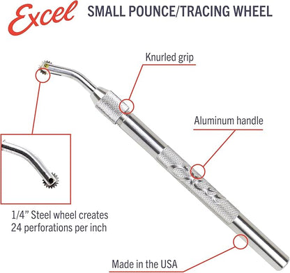 Excel Blades Pounce Wheel - 1/4-Inch Stainless Steel Tracing, Perforating, Cutting, Sewing, Quilting & Embossing Tool