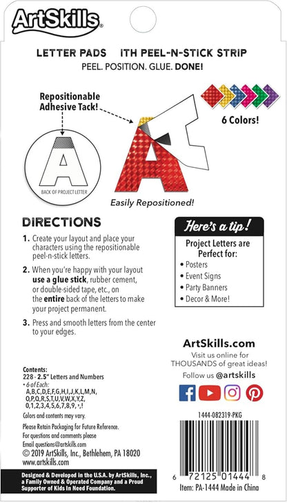 ArtSkills Poster Letters 2.5” Paper Letters for Poster Board Projects, Classroom Bulletin Boards, Sign Making Supplies, Holographic, 228 Pieces
