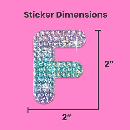 StickerBeans® Rhinestone Alphabet Letter Sticker F - Unique Sparkly Design 2” x 2” Cut-to-Shape Adhesive - Personalization, Collecting, Gifting, Scrapbooking, Decorating Laptops, Phone Cases, All Ages