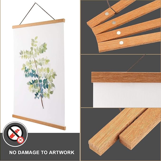 WITCOLOR 25x17 25x36 25x25 Poster Frame, Magnetic Light Wood Wooden Frame Hanger for Photo Picture Canvas Artwork Art Print Wall Hanging (1 Pack, 25", Teak Wood)