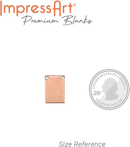 ImpressArt - Premium Metal Stamping Rectangle Blanks for Metal Stamping and Jewelry Making (24 Pack) (7/16" x 3/4" Rectangle w/ 2 Holes, Copper)