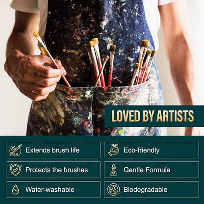 Oil Paint Brush Cleaner and Restorer - Paintbrush Cleaner for Acrylic, Oil, and Glass Paints-Biodegradable, Non-Toxic, Odorless, Eco-Friendly, Quick-Clean Formula Paint Remover (8 Fl Oz)
