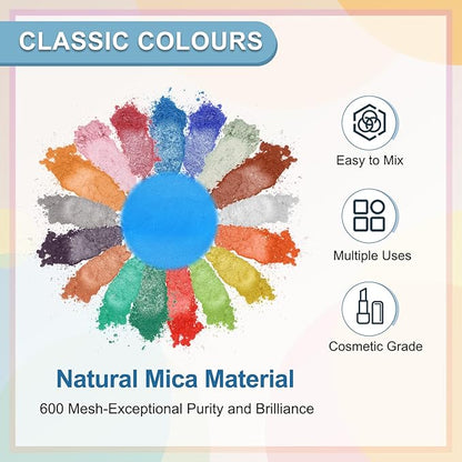 uxcell 10g/0.35oz Cosmetic Grade Mica Powder, 600 Mesh Mica Powder Natural Resin Epoxy Pigment Powders for Casting Resin, Candle Dye, DIY Nail Polish and Lip Gloss, Deep Sky Blue