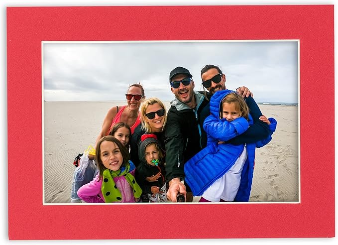 8x10 Mat Bevel Cut for 6x8 Photos - Acid Free Cardinal Red Precut Matboard With Backing Board and Crystal Clear, Self Seal Photo Mat Bag - For Pictures, Photos, Framing - 4-ply Thickness