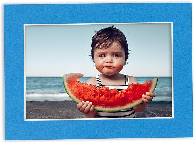 5x7 Mat for 8.5x11 Frame - Precut Mat Board Acid-Free Bay Blue 5x7 Photo Matte Made to Fit a 8.5x11 Picture Frame, Premium Matboard for Family Photos, Show Kits, Art, Picture Framing, Pack of 10 Mats