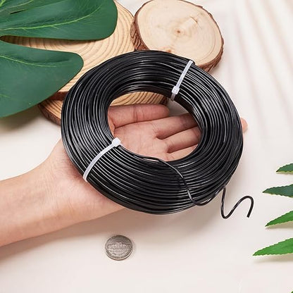 Fashewelry 180 Feet 12 Gauge Aluminum Wire Black Bendable Metal Craft Wire for Beading Jewelry Craft Making