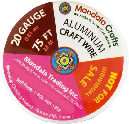Mandala Crafts 20 Gauge Anodized Aluminum Craft Wire for Jewelry Making - 450 FT Colored Flexible Silver Black Wire - Bendable for Bonsai Armature Crafting Sculpting