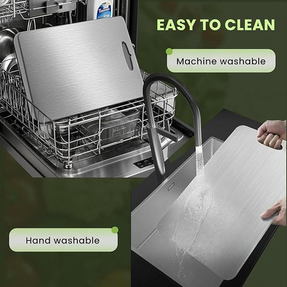 2Pack Titanium Cutting Board, 2025 New Upgrade 100% Pure Titanium Cutting Boards for Kitchen, Hygiene & Durability Non Stick Chopping Board, Double sided Cutting Board, Easy to Clean (13 * 9)