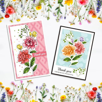 ORIGACH Realistic Flower Layering Stencil Stamp and Die Set for Card Making, Silicone Stamps Metal Die Cut and Stencil Template for Card Making Scrapbooking DIY Crafting