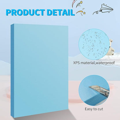 LuckyFoam Blue 10 Pack 12x7.5x0.79 inch Foam Sheets 0.79 Inch Thick Polystyrene Rectangles XPS Foam Board Craft for Insulating DIY Modeling Art Supplies