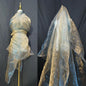 Two-Tone Iridescent Holographic Organza Fabric - 5.5 Yards by The Yard | Lightweight Sheer Tulle | for Wedding Dresses, Party Decor, DIY Crafts, Shiny Backdrops(Orange-Gold & Blue Sheen)