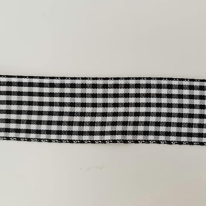 1 Inch Black and White Woven Edge Gingham Ribbon 25 Yards Each Roll 100% Polyester (1", Black)