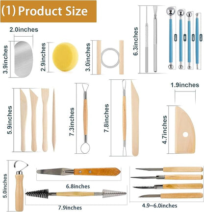 Clay Tools Kit, 52 PCS Complete Clay Tools Set for Sculpting and Pottery, Pottery Tools Includes Polymer Clay Tools, Sculpting Tools, Ceramic Tools, Clay Carving Tools, Perfect Pottery Tool Kit