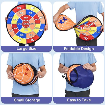 3-in-1 Dart Board for Kids and Adults,Sticky Tic Tac Toe Dart Game for Indoor Wall,Outdoor Games for Adults and Family,Kids Games Boys Toys Birthday Gifts for 4 5 6 7 8 9 10 11 12 Year Old Boys Girls