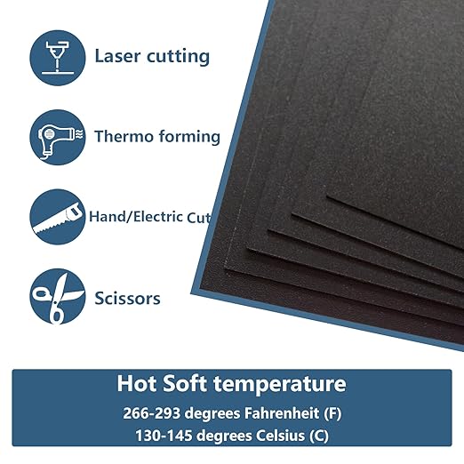 6 Pack Black Plastic Sheet 12x12x0.04 in Flexible High Tensile Plastic Sheets Black Plastic Panel for DIY Materials Handicrafts Home Decoration