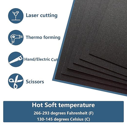 6 Pack Black Plastic Sheet 12x12x0.04 in Flexible High Tensile Plastic Sheets Black Plastic Panel for DIY Materials Handicrafts Home Decoration