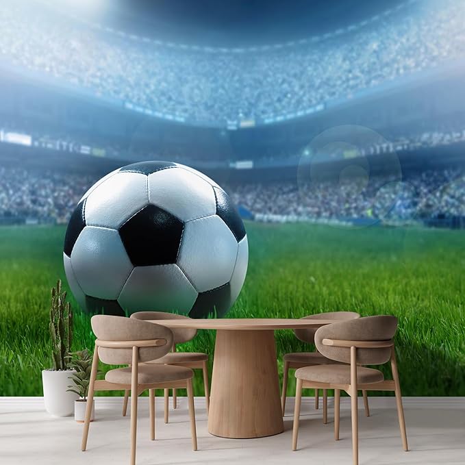 wall26 Close Up of a Football Ball on a Full Stadium Removable Wall Mural | Self-Adhesive Large Wallpaper - 108x168 inches