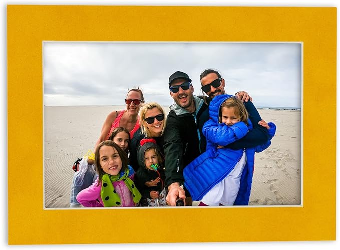 8x10 Mat Bevel Cut for 6x8 Photos - Acid Free Bright Yellow Precut Matboard With Backing Board and Crystal Clear, Self Seal Photo Mat Bag - For Pictures, Photos, Framing - 4-ply Thickness