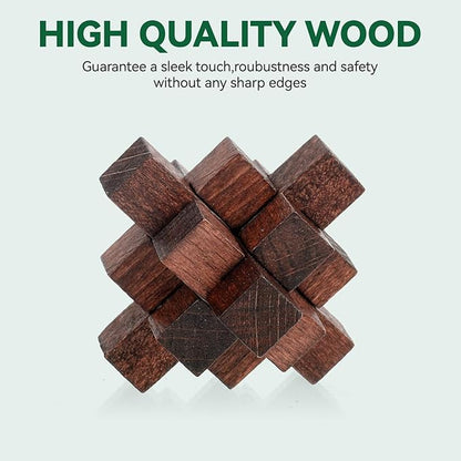 24 Pcs Brain Teaser Puzzles for Adults Teens - Metal Puzzles 3D Puzzle Game Toys for Adults Teens - Wooden Unlock Interlocking Puzzle Adult IQ Education Smart Toys
