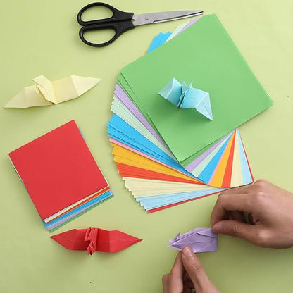 200 Pcs Origami Scrapbook, Paper Airplane Paper Double Sided Scrapbook Paper Origami 10x10 Origami 15x15 Square Mixed 10 Colors, Colored Construction Paper for Crafts and Art Folding