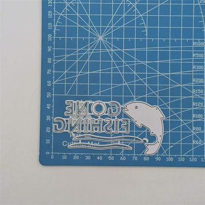 Metal Gone Fishing Words Cutting Dies, Two Fish Die Cuts Embossing Stencils Template Mould for Card Scrapbooking and DIY Craft