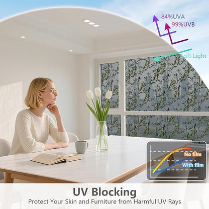 NINETREX One Way Window Privacy Film, Daytime Privacy Static Cling Sun Blocking Anti UV Reflective Window Tint for Home and Office 35.4 x 157.4 inches, Black Silver Leaf