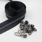 Leekayer #5 Black Nickel Metallic Nylon Coil Teeth Zippers by The Yard Bulk 10 Yards Zipper Tape with 25pcs Black Nickel Sliders for DIY Sewing Tailor Craft Bag(Black)