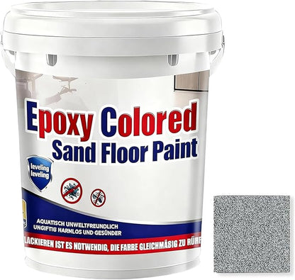 Epoxy Colored Sand Floor Paint, Epoxy Floor Paint for Concrete, High Gloss Marble Effect Coating, Waterproof Non-Slip Concrete Paints, Suitable for Indoor/Outdoor Use (Light Gray,128 oz/4 kg)