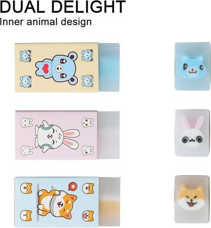HILAZA 18Pcs Cute Animal Erasers for Kids Bulk, Kawaii Fun Pencil Jelly Erasers for School Classroom Supplies Prize Gifts Party Favors
