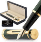 Wordsworth & Black Fountain Pen Set, 18K Gilded Extra Fine Nib, Includes 24 Pack Ink Cartridges, Ink Refill Converter & Gift Box, Gold Finish, Calligraphy, [Racing Green], Perfect for Men & Women