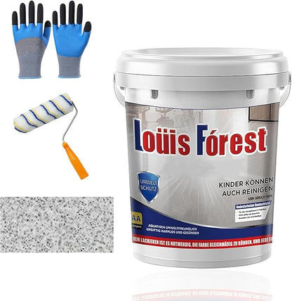 Louis Forest Epoxy Floor Paint, High-Gloss Marble Effect Coating, Epoxy Colored Sand Floor Paint, Wear-Resistant and Non-Slip for Indoor Outdoor (0.5KG-White hemp gray)