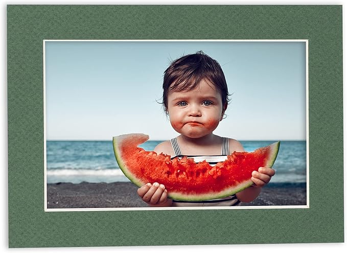 6x8 Mat for 8x10 Frame - Precut Mat Board Acid-Free Hunter Green 6x8 Photo Matte Made to Fit a 8x10 Picture Frame, Premium Matboard for Family Photos, Show Kits, Art, Picture Framing, Pack of 1 Mat