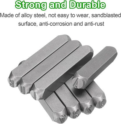 HARFINGTON 36pcs Metal Stamping Kit 5/16" (8mm) Steel Uppercase Letter and Number Punch Set (A-Z / 0-8 / "&" Symbol) Punch Press Tool with Case for Imprinting Metal Plastic Wood Leather