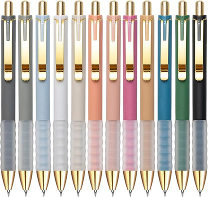 Linbsunne Gel Pens Black Ink Pen 0.5mm fine Point Pens Smooth Writing Retractable Office Supplies (12-count)