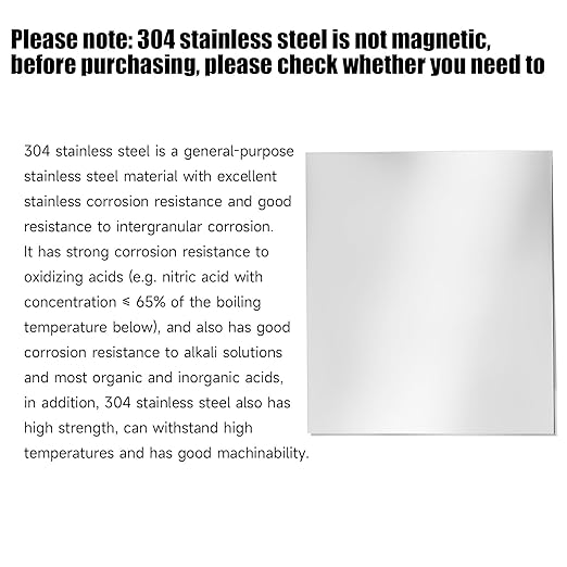 304 Stainless Steel Sheet - 4PCS 8" X 8" X 1/64" Thin Stainless Steel Plate 1/64 Inch Thickness with Protective Film Metal Sheets Shim Stock Sheets for Kitchen DIY Crafting etc. (203 x 203 x 0.39 mm)