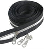Leekayer #5 Silver Metallic Nylon Coil Zippers by The Yard Bulk 10 Yards Black Tape with 25pcs Silver Sliders for DIY Sewing Tailor Craft Bag(Black)