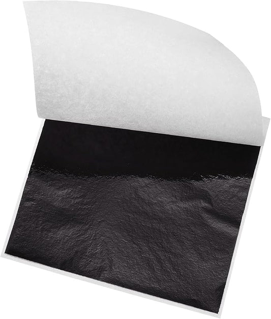 MECCANIXITY Gold Leaf Foil Sheet, Black Leaf Papers, 3.3 Inch x 3.1 Inch for Art Decoration, Sculptures, Painting, Pack of 150 Pcs