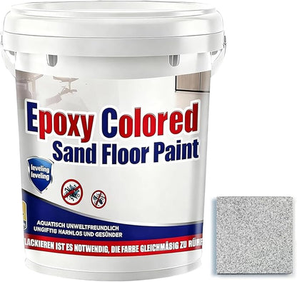 Epoxy Colored Sand Floor Paint, Epoxy Floor Paint for Concrete, High Gloss Marble Effect Coating, Waterproof Non-Slip Concrete Paints, Suitable for Indoor/Outdoor Use (White Hemp Gray,640 oz/20 kg)