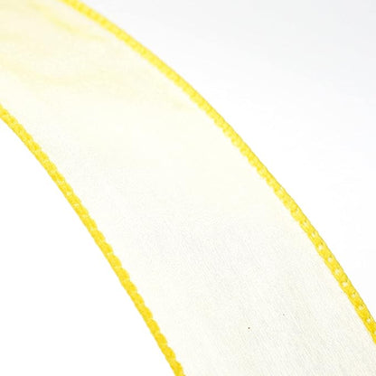 CT CRAFT LLC Sheer Organza Wired Ribbon 1.5" x 50Yards Yellow for Wedding Chair Bow Flora Bouquet Gift Wrapping Christmas Tree Home Decor Wreath