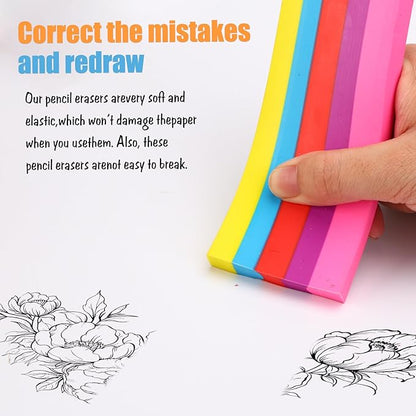 AmoreAngel Crafts 1Big Block Rainbow Pencil Erasers, Large Erasers, Dividable into Small Pieces for Detailing, Sketching, and Office Use