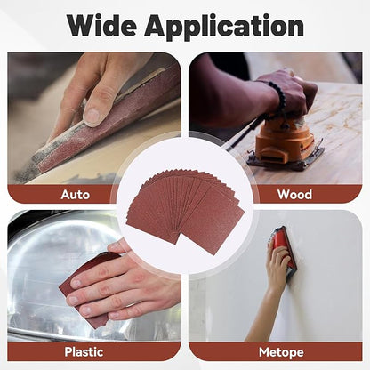 1/4 Sandpaper Sheet,4-1/2"*5-1/2" Assorted 60-80-120,50PACK