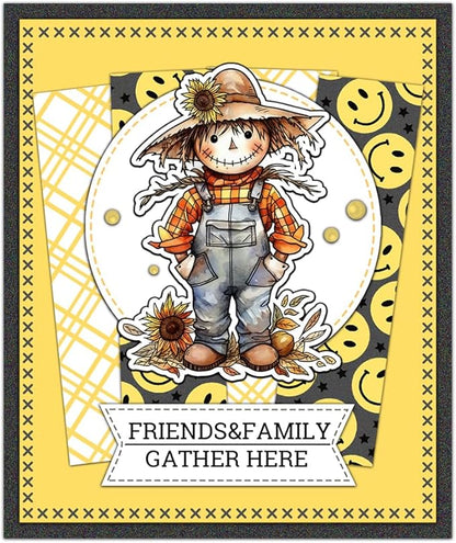 Halloween Clear Silicone stampReusable Stamp with Pumpkins, Skulls, Bats, Santa Claus, and Holiday Designs. Used for Making Cards, scrapbooks, and DIY templates (Scarecrow)