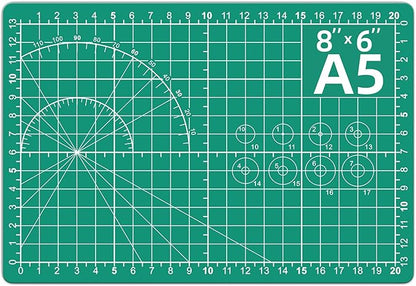 DIYSELF Cutting Mat 8in×6in, Self Healing Cutting Mat, A5 Rotary Cutting Mats for Crafts Sewing Hobby Fabric Project, 5-Ply Craft Cutting Board Double Sided, Craft Mat for Quilting