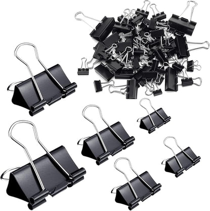 Yexiya 1000 Pcs Binder Clips Bulk Assorted Sizes Black Paper Clips Small Binder Clips Office Clips Bulk Mini Paper Clamps Multi Sizes for School Teachers Office Supplies (Multi Sizes)