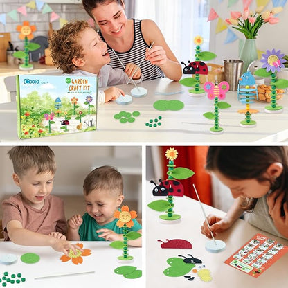 Coola Spring Craft Kit for Kids - Art and Craft DIY Early Educational Toys Suitable for Girls & Boys Pack 6 Include 2Flowers Snail Birdie Butterfly Ladybug Best Gift for Kids Age 3,4,5,6,7,8,9