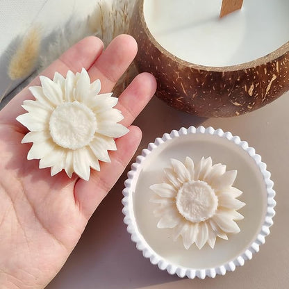 Wehous 2PCS Sunflower Candle Mold Unique Flower Silicone Fondant Chocolate Cake Decor Molds 3D Floral Silicone Molds for Resin Candle Soap Wax Polymer Clay Concrete Art Craft Home Ornament