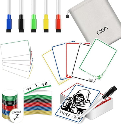 All-in-One Dry Erase MTG Tokens Gift Bundles - 50 Reusable Proxy Cards + 75 Blank Acrylic Counters & Tags Set with 5 Color-Coded Markers for TCG Players, Commander Decks & D&D