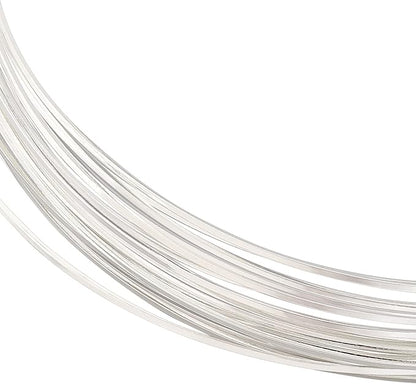 BENECREAT 23 Gauge 16 Feet Silver Square Copper Wire, Bendable Metal Craft Wire for Necklace Bracelet Making and Handmade Project