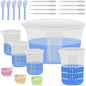 Silicone Resin Mixing Measuring Cups for Resin Supplies, 600ml/20oz Bowl, 250 & 100ml Thickened Reusable Silicone Cups for Epoxy Mixing, with Stir Sticks and Pipettes, Jewelry Making